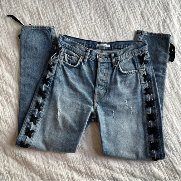 GRLFRND Karolina High Rise Lace Up Jeans 27 - Picture 3 of 10